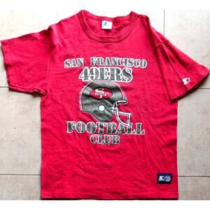 San Francisco 49ers FOOTBALL Club 80s STARTER tee Helmet shirt L red NFL vtg